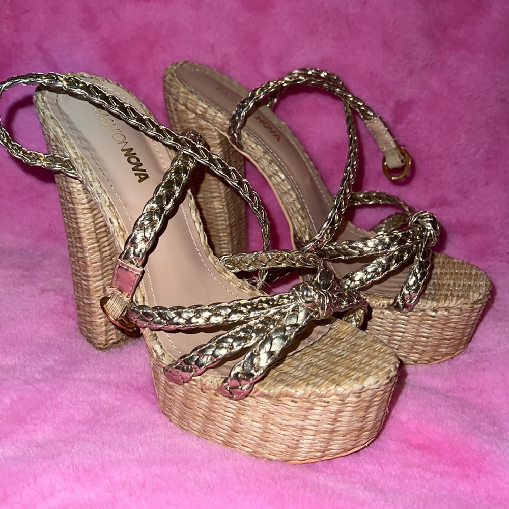 Gold Cork Heels